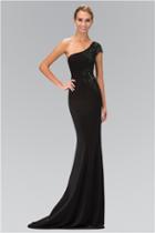 Elizabeth K - Beaded One Shoulder Jersey Long Dress Gl1326