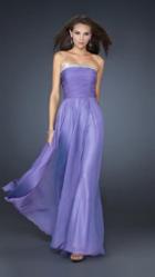 La Femme - Embellished Pleated Straight Neck Chiffon A-line Gown 17475