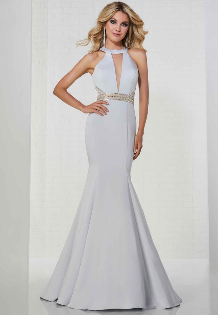 Tiffany Homecoming - 46141 Bead Accented Halter Trumpet Dress