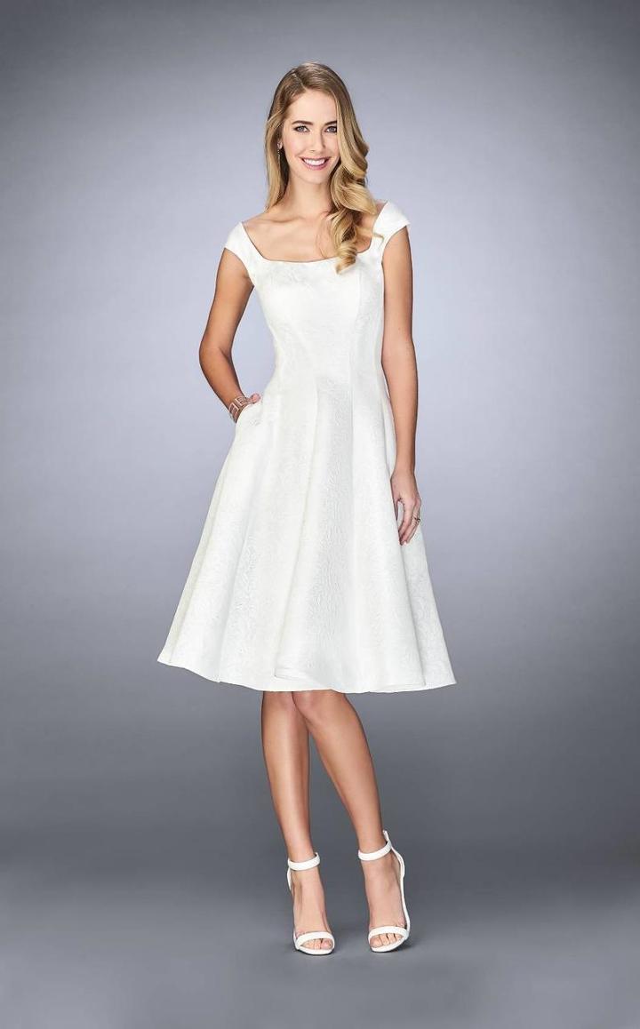 La Femme - 24898 Square Neck Sleek Cocktail Dress