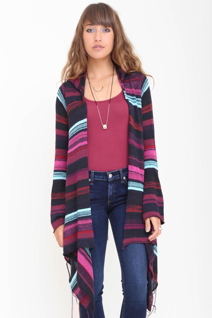 Goddis - Linsey Hooded Wrap W/ Fringe And Naples Wrap In Deep Roast