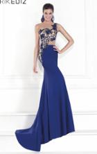Tarik Ediz - One Shoulder Illusion Beaded Gown 92541
