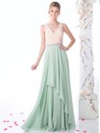Cinderella Divine - Shirred Surplice Bodice Cascading A-line Gown
