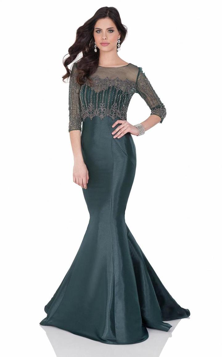 Terani Couture - Sheer And Fine Sequined Evening Gown 1623m1862