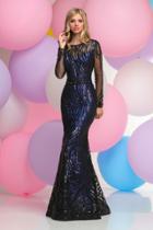 Zoey Grey - Sequined Illusion Bateau Neck Dress 30991