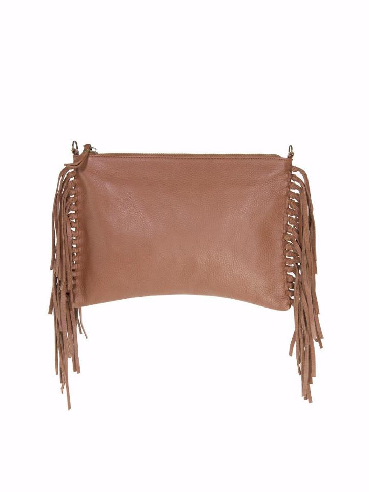 Mofe Handbags - Kalon Fringe Crossbody & Clutch Cognac Brown / Genuine Leather