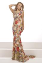 Janique - Delightful Floral Sleeveless Mermaid Gown K6571
