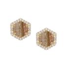 Rachael Ryen - Hexagon Pave Studs In Rutilated Quartz