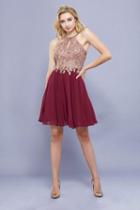 Nox Anabel - 6324 Ornate Lace Cutout Bodice Halter Dress