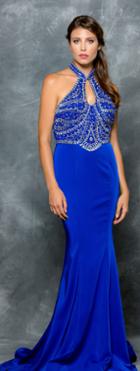 Colors Dress - 1604 Shimmering Halter Keyhole Evening Dress