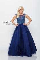 Milano Formals - Embellished Cap-sleeved Evening Gown E2182