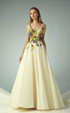 Beside Couture - Bc1201 Illusion V-neck Rosette Gown