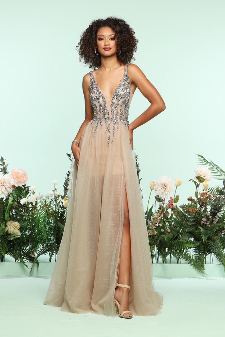 Zoey Grey - 31120 Beaded Deep V-neck Tulle A-line Dress