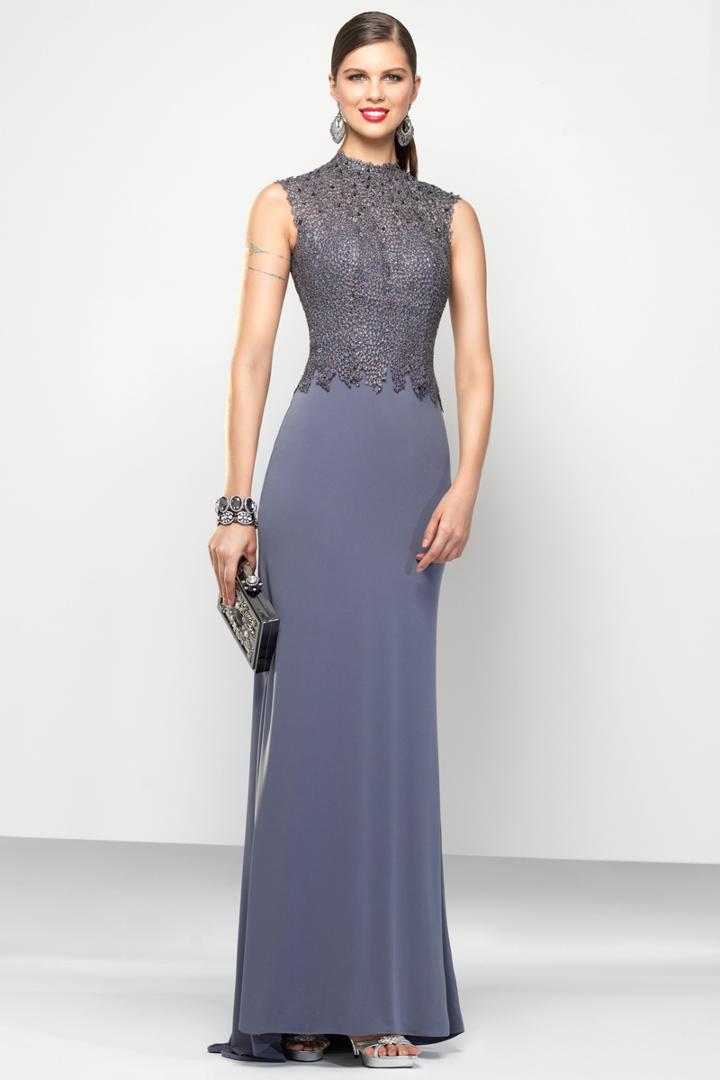 Alyce Paris Black Label - 5797 Laced High Neck Sheath Dress