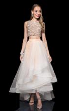 Terani Couture - 1611p1364g Bejeweled Bateau High Low Dress