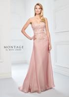 Montage By Mon Cheri - 218916 Embroidered Lace Chiffon A-line Gown