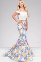 Jovani - Off The Shoulder Two-piece Mermaid Prom Dress 42800