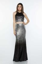 Milano Formals - E2460 Sleeveless Ombre Sequined Two Piece Gown