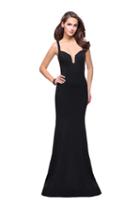 La Femme - 25651 Strappy Fitted V-neck Trumpet Dress