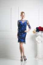 Cinderella Divine - Elbow Sleeves Sheer Lace Cocktail Dress