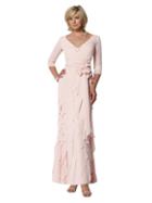 Cameron Blake - V-neck Chiffon A-line Dress In Shell Pink 112649 - 1 Pc Shellpink In Size 16 Available
