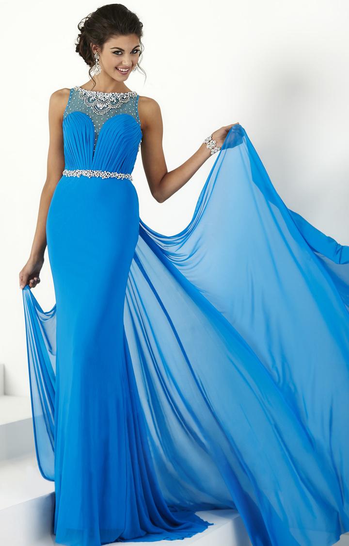 Tiffany Homecoming - Embellished Long Dress With Drape 16158