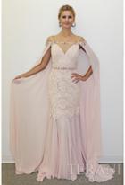 Terani Evening - Sleeveless Sweetheart With Cape Lace Gown 1711m3368