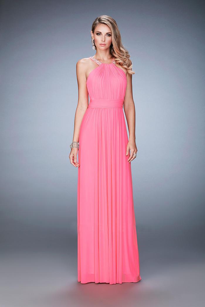 La Femme - 22107 Halter Shirred A-line Gown