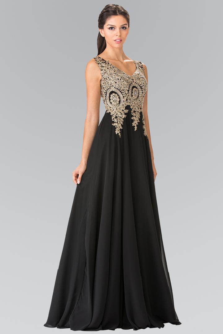 Elizabeth K - Intricate Lace V-neck A-line Gown Gl2311