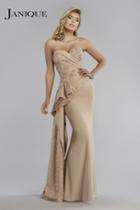 Janique - Splendid Strapless Assymetrical Peplum Mermaid Gown W1674