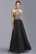 Aspeed - L1988 Bejeweled Halter Neck Prom A-line Dress