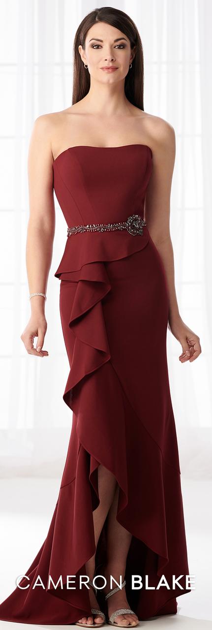 Cameron Blake - 218612 Strapless Peplum Ruffled Sheath Evening Dress