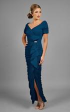 Daymor Couture - Shirred Off Shoulder Long Gown 8031
