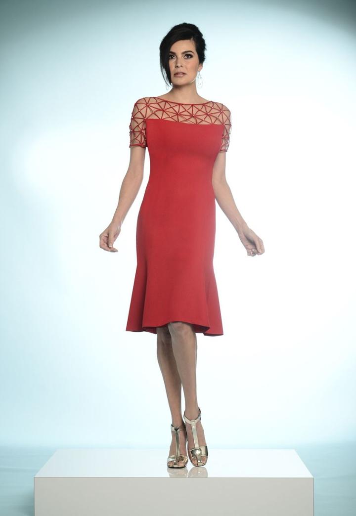 Daymor Couture - 1022 Embellished Bateau Neck Sheath Dress