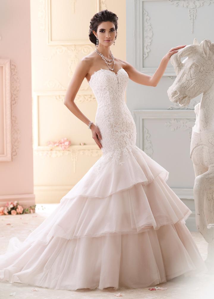 Martin Thornburg For Mon Cheri - 215262 Strapless Tiered Trumpet Gown