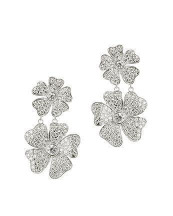 Cz By Kenneth Jay Lane - Pave Double Flower Earrings