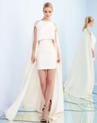 Ieena For Mac Duggal - 25800i Fitted Pearl Cape Dress