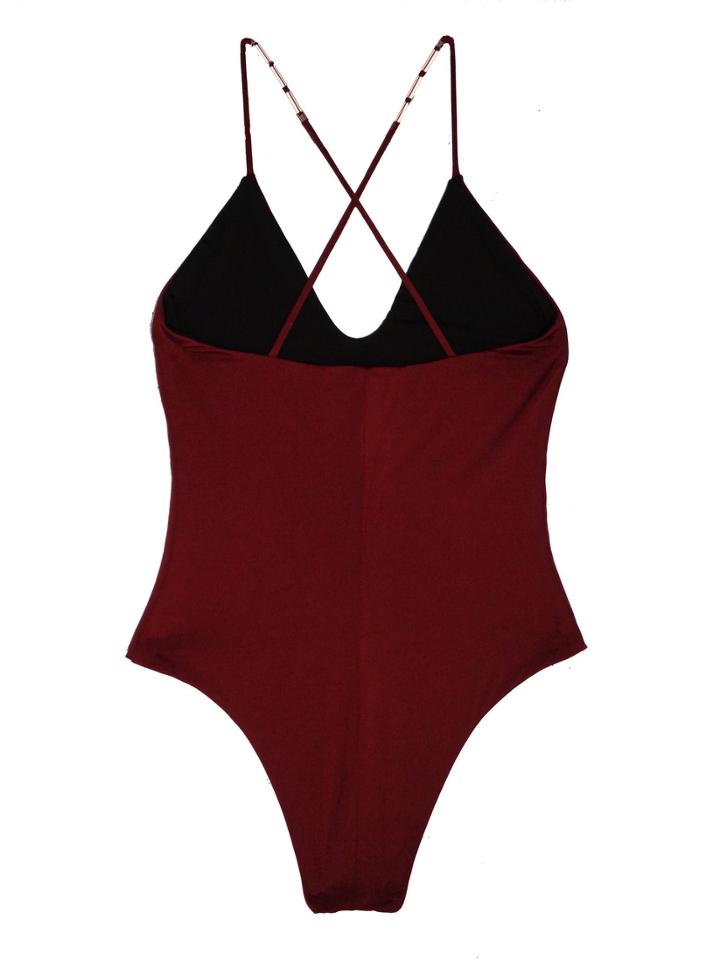 Leah Shlaer Swimwear - The Classic Colette Bodysuit In Bordeaux/jet Black