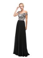 Dancing Queen - Off-the-shoulder Long Prom Dress With Lace Applique 9701