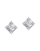 Cz By Kenneth Jay Lane - Baguette And Princess Cut Pierced Stud Earring