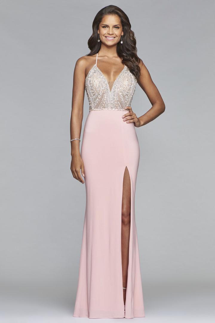 Faviana - S10060 Plunging V-neckline Jersey Gown
