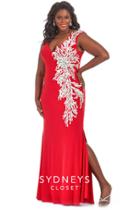 Sydney's Closet - Sc7165 Plus Size Dress In Red