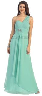 Tuck-sculpted One Shoulder Chiffon Long Dress