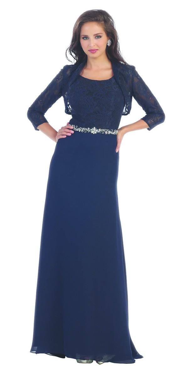 Stylish Long Chiffon Dress With Â¾ Length Jacket