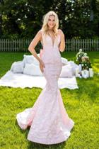 Tarik Ediz - 50207 Jacquard Deep V-neck Mermaid Dress