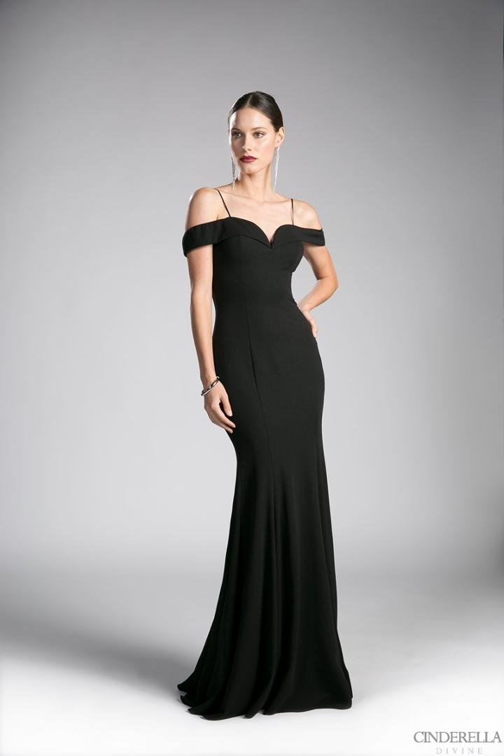 Cinderella Divine - Foldover Sweetheart Jersey Sheath Evening Dress