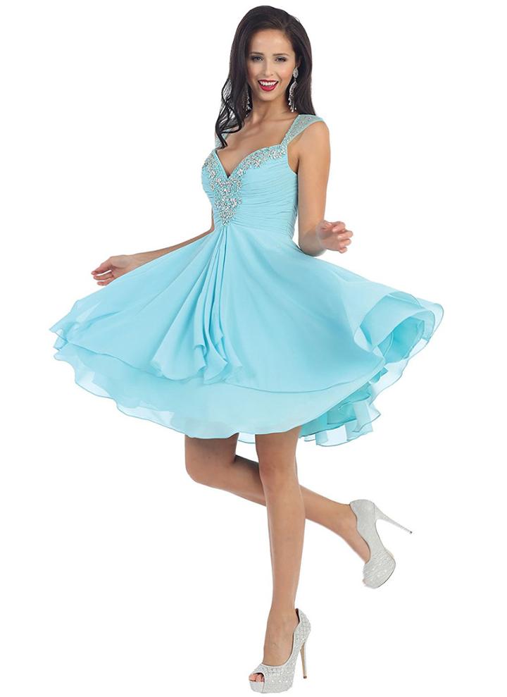 May Queen - Cap Sleeve Floral Jeweled A-line Dress