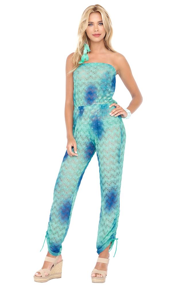 Luli Fama - Siete Mares Crochet Strapless Jumpsuit In Multicolor (l460995)