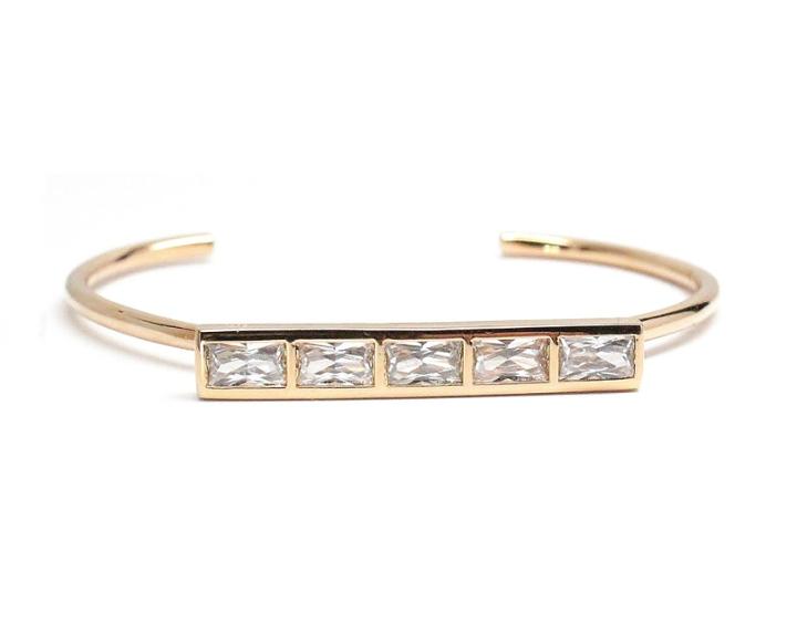 Rachael Ryen - 5 Stone Baguette Bracelet In Gold