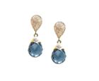 Tresor Collection - London Blue Topaz Briolette & Diamond Pave Top Earring In 18k Yellow Gold
